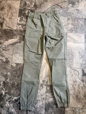 American Eagle Outfitters Olive Utility Joggers with Ankle Zips